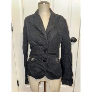 Replay Women’s Black 100% Linen Lightweight Jacket Size L Large